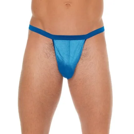 Mens Blue G-String With Pouch